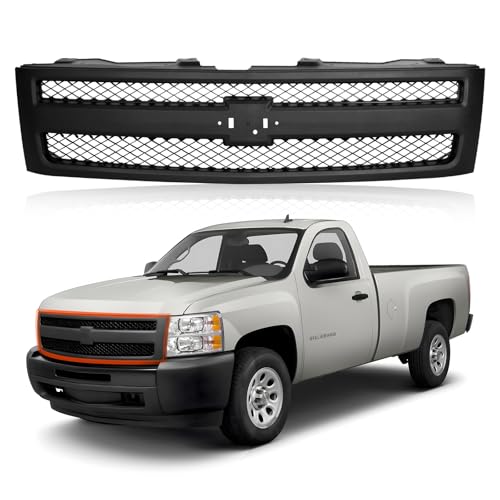 CarPartsDepot Front Grille Grill Black Shell with Insert Compatible With 2007-2013 Chevy Silverado 1500 GM1200578 25810706
