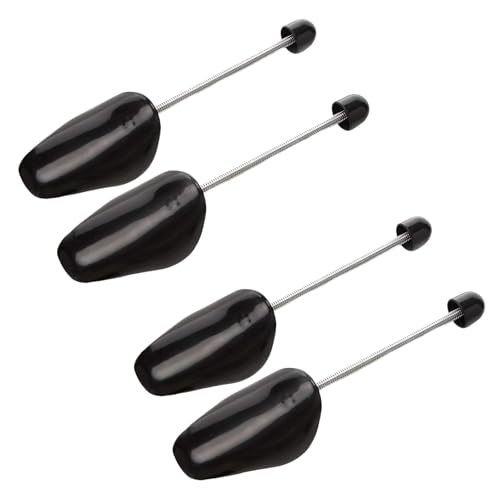 Bamboopack 2 Pairs Black Plastic Shoe Tree Stretcher Shaper Portable Men Support Shoes Adjustable Spring Holder Shaper for Keeping Shoes in Shape