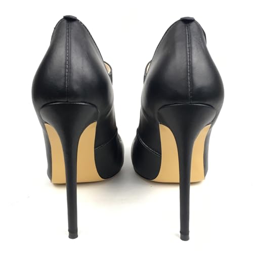 Elegant Women's Round Toe High Heel Pumps with Straps Mary Jane Stiletto Heels Ladies Work Shoes for Office Black4