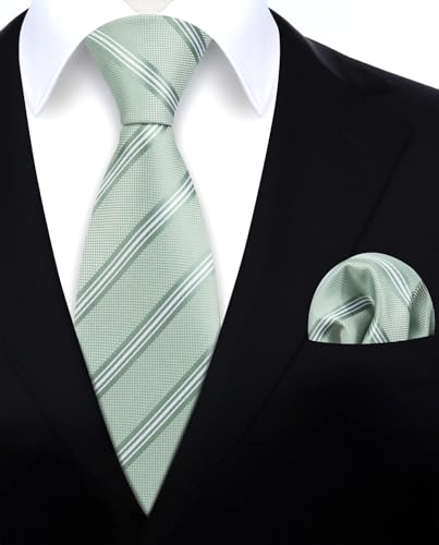 Image of HISDERN Mens Tie Set Classic Woven Ties and Pocket Square Cufflinks Set Formal Business Wedding Neckties Handkerchief