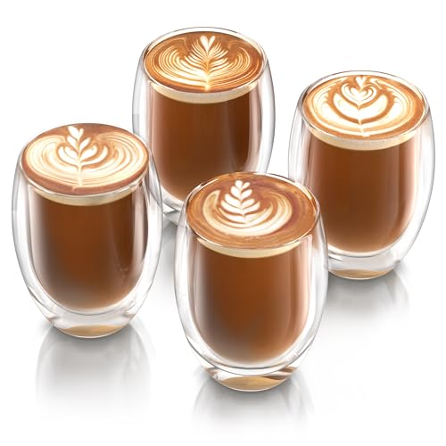 Arendo - doppelwandige Trinkgläser 350ml - Latte Macchiato Cappuccino Tee - 4er Set… – Ansicht 2