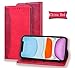 Produktbild Snow Color iPhone 12 Pro Hülle, Premium Leder Tasche Flip Wallet Case [Standfunktion] [Kartenfächern] PU-Leder Schutzhülle Brieftasche Handyhülle für Apple iPhone 12 Pro 2020 - COHF020060 Rot