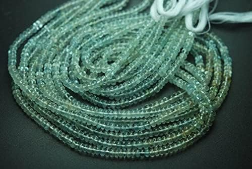 Aquamarine Smooth Polished Rondells 3.5-4mm pour enfiler des perles sans imperfection - 3