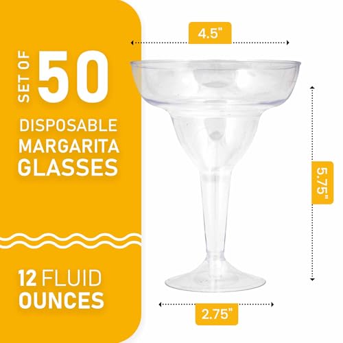 Stock Your Home Clear Plastic Margarita Glasses Disposable (Set of 50) Decorations for Cinco de Mayo Parties, Cocktail Cups for Tropical Party Supplies - Large 12 oz Hurricane Glasses by Stock Your Home - Used condition - Image 2