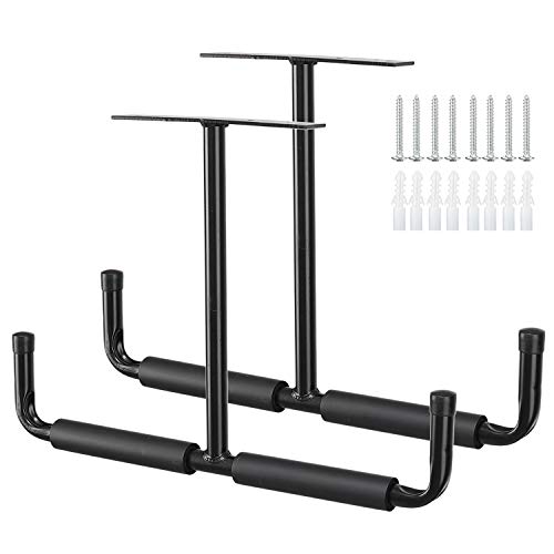 Lot de 2 crochets de rangement pour garage | Cintre de plafond utilitaire robuste | Support de rangement antidérapant pour plafond noir, charge maximale de 40 kg Cover