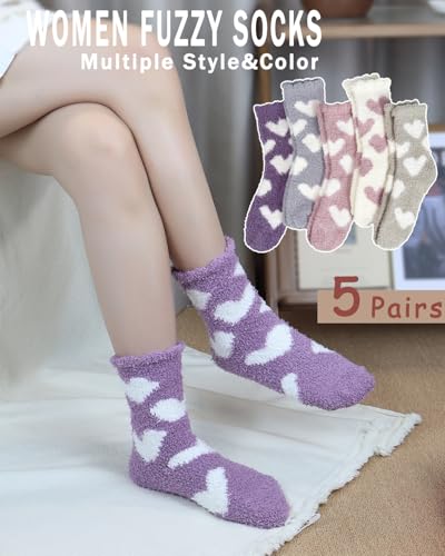 Image of Ginmewrae Fuzzy Socks for Women, Mothers Day Gifts Cozy Warm Fluffy Socks Thick Slipper Socks Birthday Valentine's Day Gifts