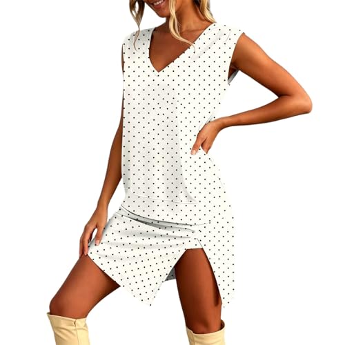 Conjunto de dos piezas para mujer con cuello en V sin mangas y falda corta, elegante aspecto de negocios con ajuste cómodo moderno, adecuado para la oficina y ocasiones sofisticadas, A3-blanco., XXL
