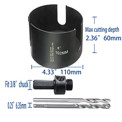 4 Inch Deep Hole Saw Carbide, 2.36” Cutting Depth For Multiple Material Hardy Plank Mdf Wall Tile 10X More Cuts 5X More Faster #TOP5