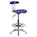 Flash Furniture Vibrant Nautical Blue and Chrome Drafting Stool with Tractor Seat