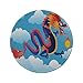 Produktbild RutschfestGummi-rundes Mauspad Drache surreale Volksmärchen-Kreatur die Feuer auf Wolken spuckt Chinesisches Cartoon-Kunstdekorativ Indigo-Himmelblau-Orange 7,9 'x 7,9' x3MM