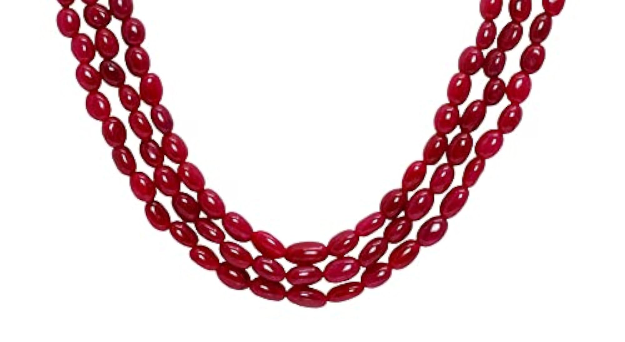 Jaipur Ruby Gemstone Oval Shape Bead Necklace