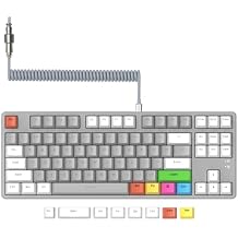 MAGIC-REFINER AK873 75% Wired Mechanical Gaming Keyboard with red Switch,Hot-Swappable Keyboard with 8Pcs DIY Sublimation Color keycaps,Mixed Rainbow LED Backlit for PC Xbox PS4Mac White Grey