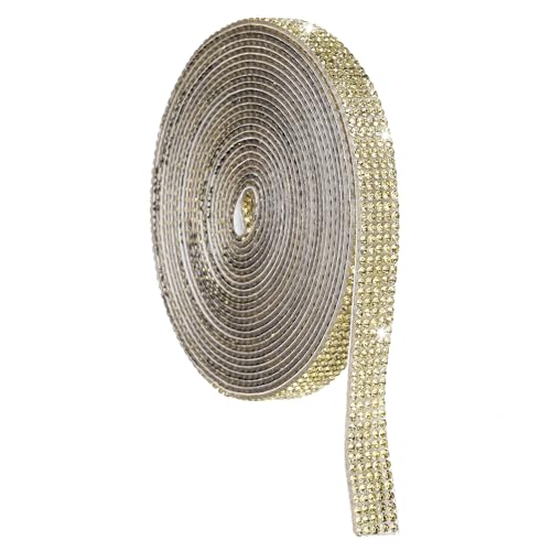 uxcell Crystal Rhinestone Ribbon Roll, 5 Rows of 4 Yard