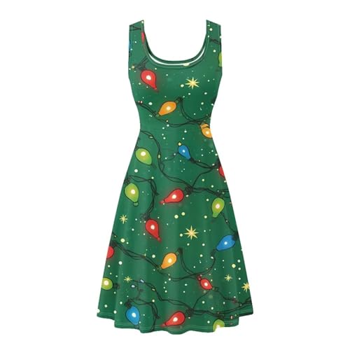Image of Women's Casual Loose Sundress Midi Sleeveless Crewneck Dress Summer Beach Tank Dress with Pockets