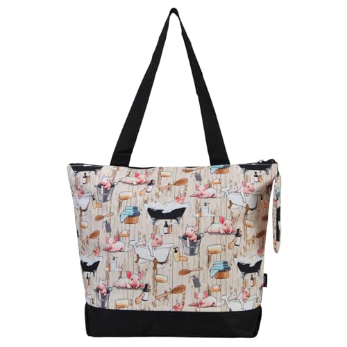 Image of NGIL Medium Top Zipper Closure Canvas Tote Bag with Attached Matching Coin Purse For Moms and Nurses