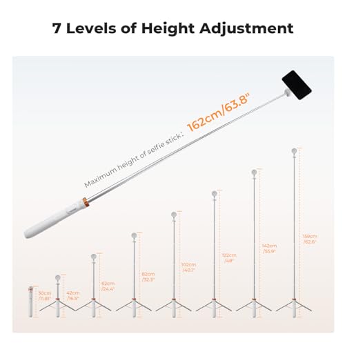 Image of K&F CONCEPT 63'' Magnetic Selfie Stick Tripod | Lightweight Cellphone Stand with Remote, Compatible with iPhone 17 Pro Max /16 /15 /14 /13 /12 Series and All Phones, MS19