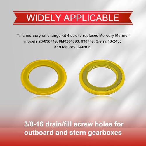 Image of 15 Gearcase Drain Plug Seal Washer Gaskets - Drain Screw Gaskets Compatible with Mercury Marine /Mercruiser Lower Unit Grease Gaskets Washer Drain Plug Seal 26-830749 8M0204693