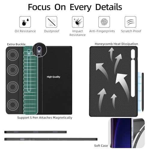 Image of JUQITECH Slim Soft Backlit Keyboard Case for Samsung Galaxy Tab S9 FE 5G 10.9 inch & 11 inch with Multi-Angle Stand, S Pen Holder & Support