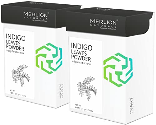 Indigo Powder by Merlion Naturals | Indigofera tinctoria | 100% Pure and Natural | For Hair/Beard Dye - 16 OZ (2 Pack of 8 OZ)