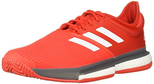 adidas Men's SoleCourt Boost Tennis Shoe, Active Red/White/Grey, 13 M US