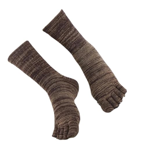 HUBGFEQ 3 Pairs Winter Toe Short Socks Women Colorful Young Thick Keep Warm Against Cold Snow Five Finger-3 Pairs brown-EU35-39