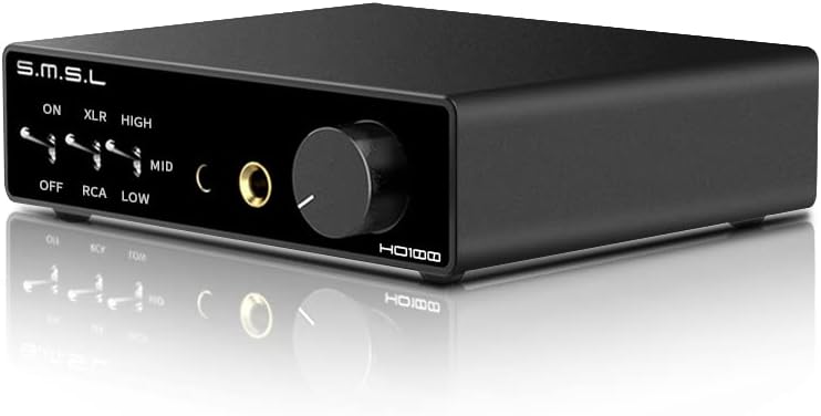 SMSL HO100 Balanced Headphone Amplifier 3000mW×3000mW RCA/XLR Input 6.35mm/4.4mm Balanced Headphone Output HiFi Home Audio Headphone Amp with Gain Control