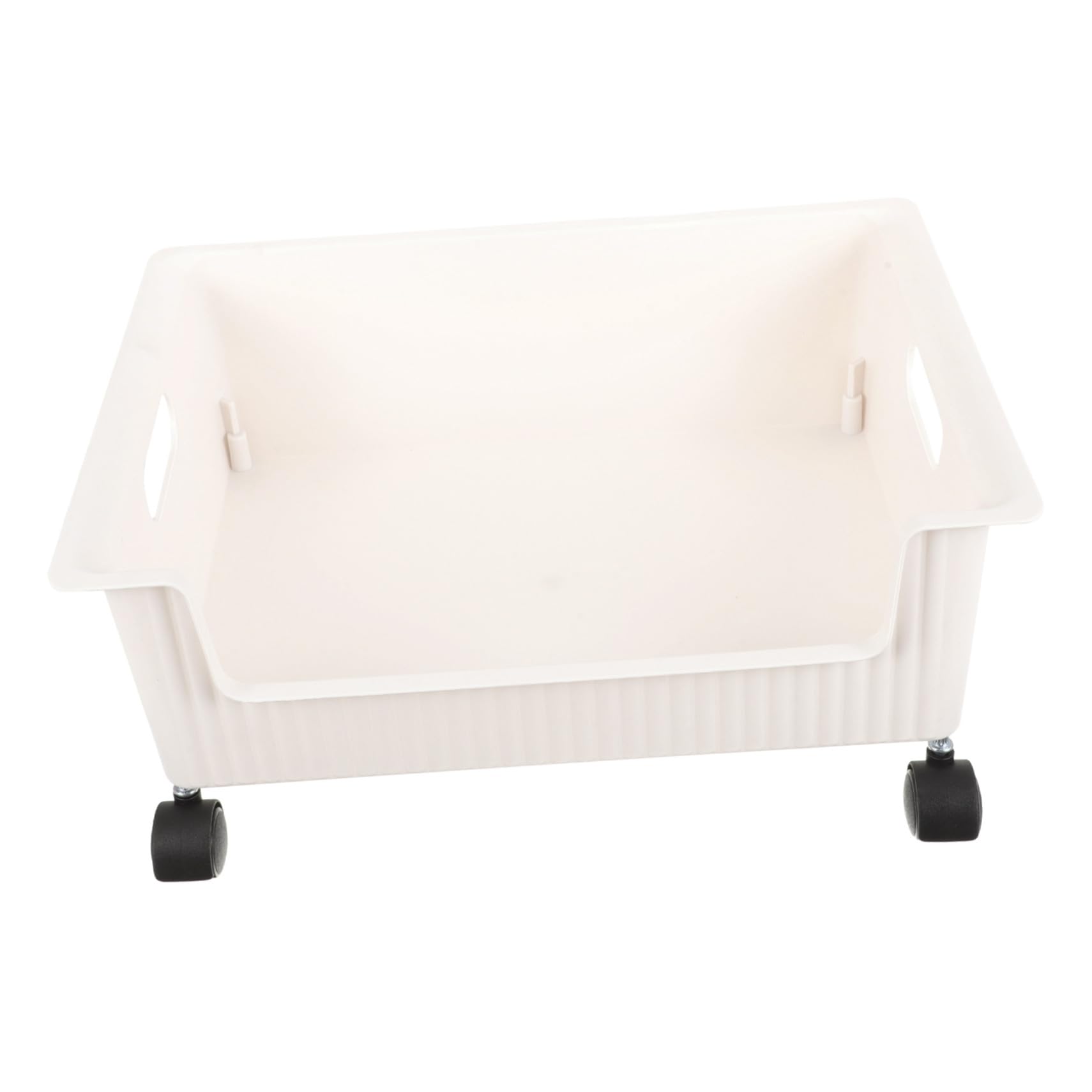 Boîte de rangement à roulettes plastique blanc cassé moyen