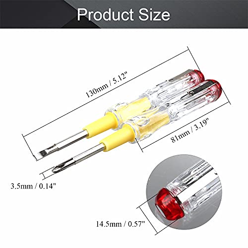 Image of Fielect Tester Screwdriver, Voltage Tester Pen 100-500V Circuit Tester Pen Contact Voltage Detecter Pen Dual Head Slot Screwdriver Detector, 1pcs