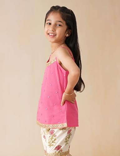 Image of Amazon Brand - Symbol Kids Girls Pure Cotton Kurta Sharara Set (2 pcs) | Ethnic Wear