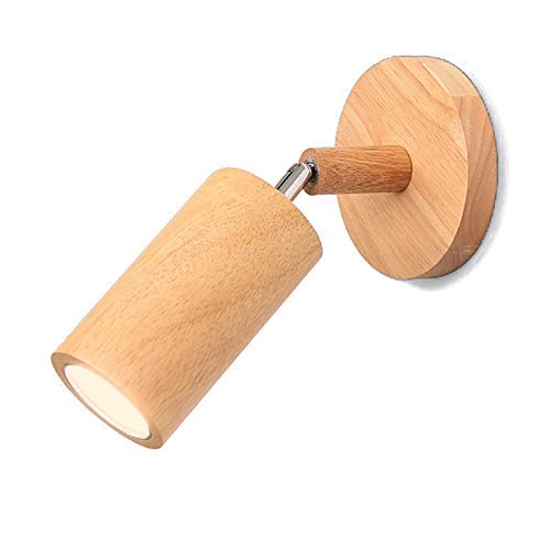 Aplique de pared nórdico con madera blanca y foco LED de 3000K giratorio