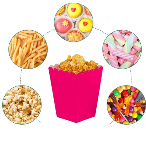 Image of We Moment Hot Pink Popcorn Boxes Mini Paper Popcorn Box Cardboard Popcorn Container for Birthday Party, Graduation, Wedding, Carnival, Movie Night, Pack of 36