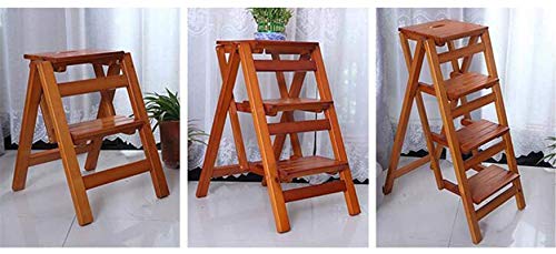 FALIYORS Portable Step Stool Simple Family Stool - Learning Folding Ladder Stool Pine Wood Step Ladders Lightweight Multi Purpose Stepladder Tread for Home Library Loft (Size : 3 Tier) (Siz