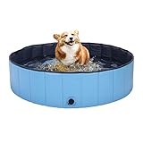 HAPPY HACHI Piscina para Perros Plegable, Bañera Gato Rigida PVC Antideslizante Resistente al Desgaste con Válvula, para Mascotas Pequeñas, Medianas, Grandes, Tanto Interior Como Exterior (S 100x30CM)