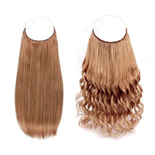 ABH AmazingBeauty Hair Miracle Wire Hair Extensions - Invisible Miracle Wire Remy Human Hair, 30 Light Auburn, 20 Inch