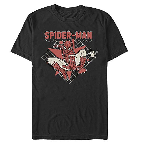 T-shirt Spider-Man Far from Home Noir 2X Homme : Haut Marvel Cartoon Grid