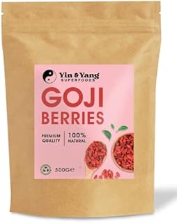Premium Goji Berries 500g, by Yin & Yang Superfoods. Premium Quality, Delicious Sweet Flavour, 100% Natural, High in Vitamins, Minerals & Antioxidants, Source of Fibre, Vegan