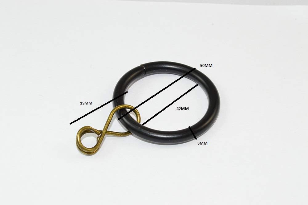 100 X Black Steel Loose Eye ID Rod Rings (25mm ID) for Drape Curtains