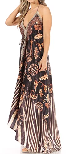 Image of Sakkas Lizi Womens Maxi High-Low Halter Handkerchief Long Dress Beach Party
