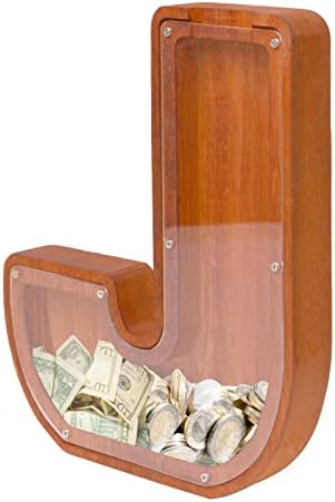 Wood Piggy-Bank Letter for Kids Boys Adults Large Personalized Piggy-Bank 26 Alphabet Custom Name Coin Bank, DIY A-Z Letter Money Bank, Perfect for Gift and Home Decoration