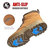 COOU Steel Toe Cap Boots Mens Womens Waterproof Work Boots Anti Slip Lightweight Ankle Support Quick Lace Safety Boot Yellow 9UK - Image 6
