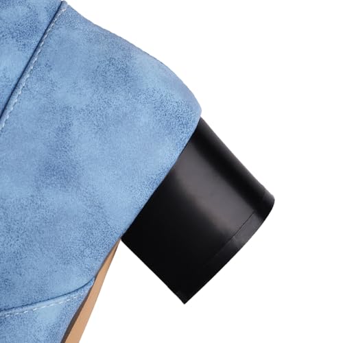 Image of KiutSymo Mid Calf Fringe Boots For Women Cowboy Pointed Toe Chunky Heels Cowgirl Western Tassel Boots