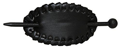 Oval Hair Pin with Edge Weaving - Black