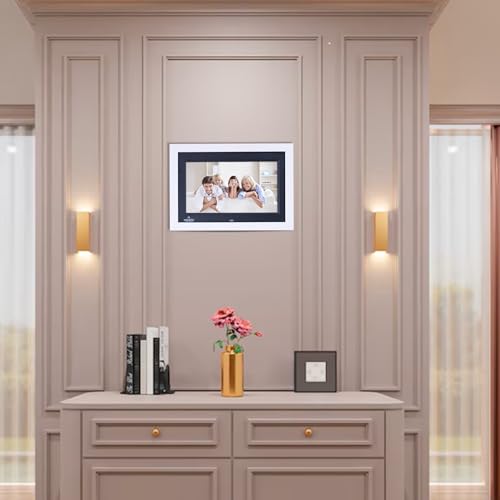 Image of MIRACLE DIGITAL 10 inch IPS Wooden Digital Photo Frame | 8GB Memory & 2GB RAM | HD Display, USB & SD Card Support | Remote Control, Slideshow, Video, Audio | 180 Wide Angle View (White Wood)