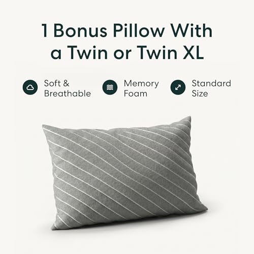 Image of Siena 14 inch Signature Hybrid Twin XL Mattress & Bonus Pillow - Medium Firm - Memory Foam & Innerspring System - 180-Night Trial - Pressure-Relief - Mattress in a Box