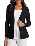 Casuashion Women's Casual Open Front Sweater Long Sleeve Rib Knit Draped Cardigan Black S