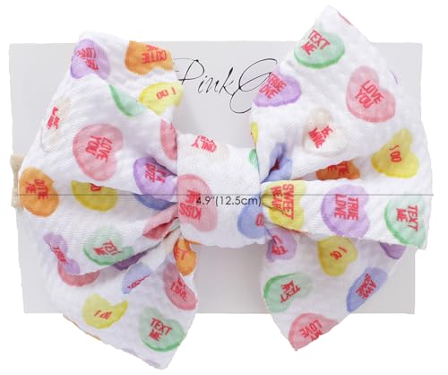 Baby Girl Bows Headband Newborn Handmade Hair Bows Hair Accessories for Infant Toddlers Kids (Colourful Hearts, One Size)2