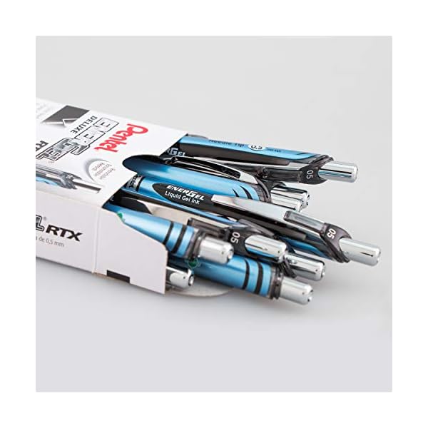 Pentel EnerGel RTX Gelschreiber, einziehbar, feine Spitze, Nadelspitze, rote Tinte, 12 Stück (BLN75-B) – Bild 3