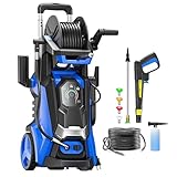 Electric Pressure Washer 5000PSI-Max 3.6GPM Power Washer Touch Screen Adjustable Pressure,4 Nozzles and 500ml Foam Cannon Power Washer Cleaning for Patio Blue