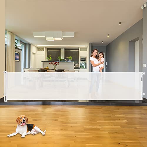 Image of Mom's Choice Awards Winner - 110 Inch Extra Wide Baby Gate for Large Openings Retractable Baby Gates Indoor Outdoor Extra Long Dog Gate for Doorway Stair Gates for Kids or Pets Extra Large Dog Gate
