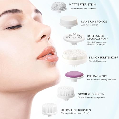 COSLUS Gesichtsreinigungsbürste Gesichtsbürste Elektrisch, IPX7 Wasserdichte Reinigungsbürste Gesicht mit 7 Bürstenköpfen, 360° Tiefenreinigung Gesichtsreinigung Entfernen von Mitessern, Peeling